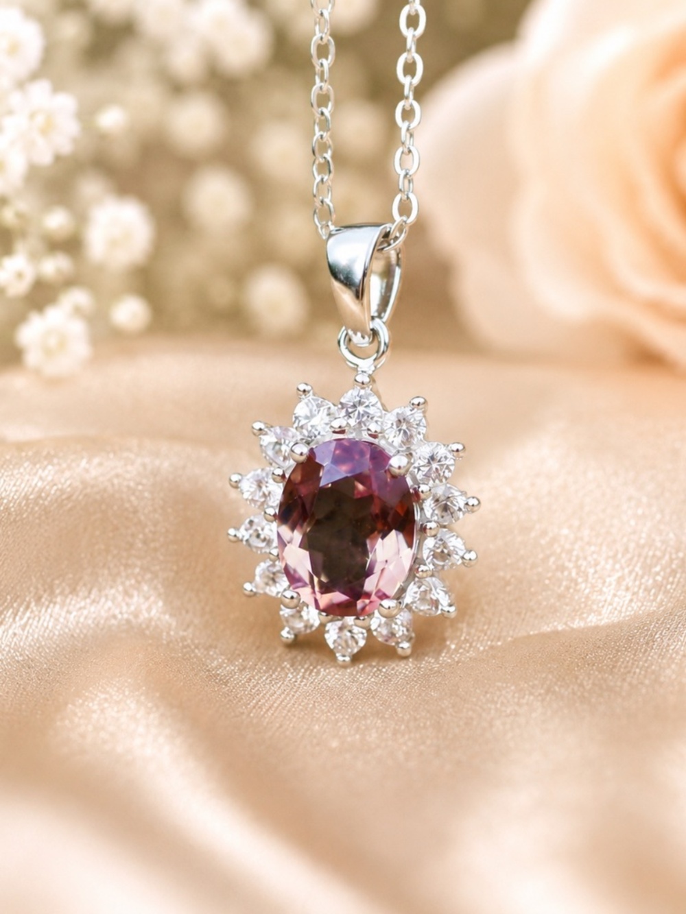 New Classic Oval Color Change Diaspore Pendant Handcrafted Sterling Silver 925